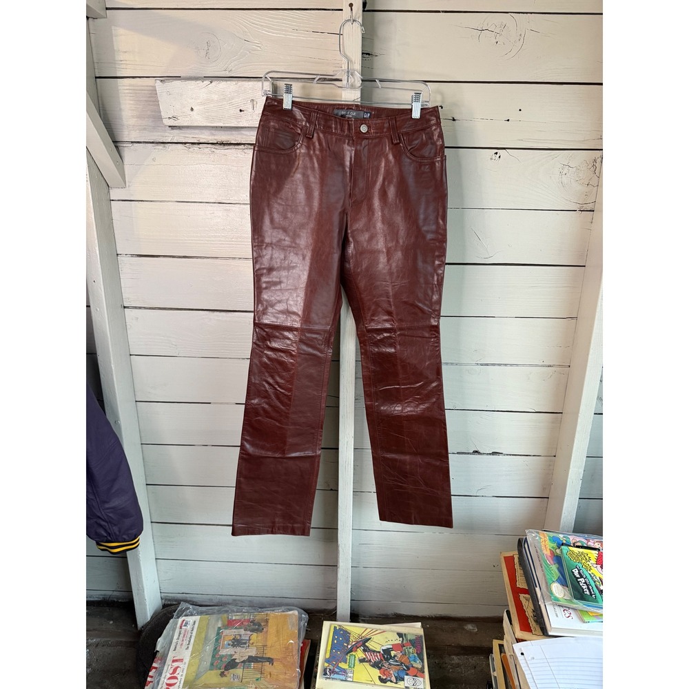 Gap Vintage Burgundy Genuine Leather Bootcut Pants Womens 4 Oxblood Y2K Trousers